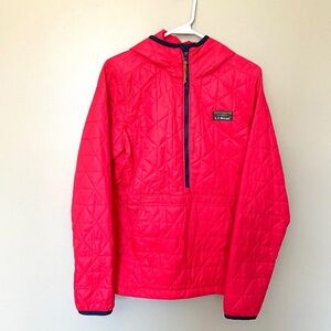 L L Bean Orange/Red Quilted Hooded Jacket NWOT
